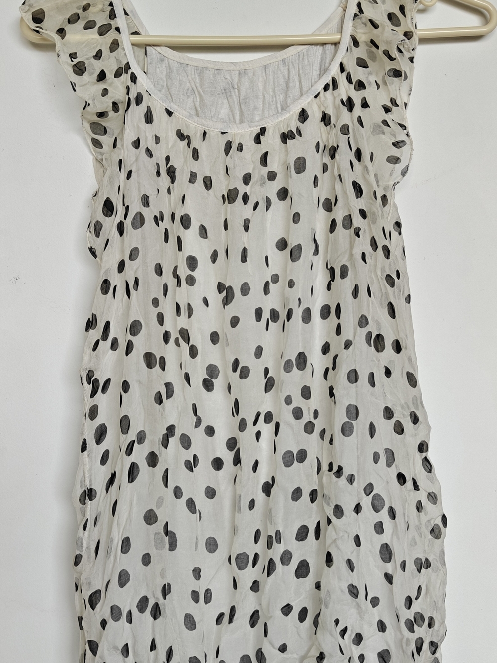 Sleeveless White Polka Dot Women’s Top
